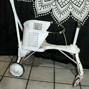 Vintage Child Walker Buggy Metal & Wood Primitive